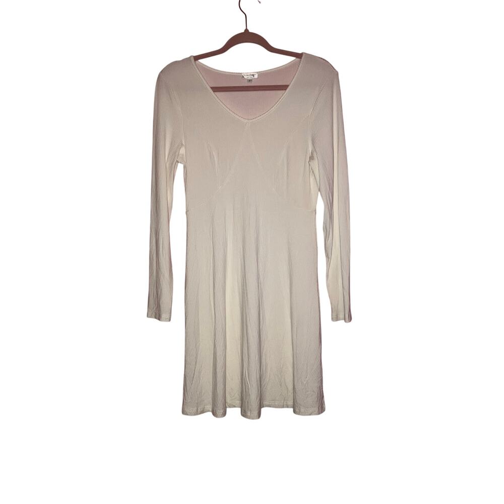 New Choice Long Sleeve White Ribbed Comfortable Dress Size Small